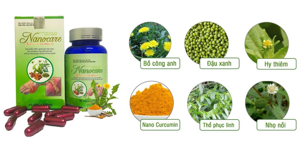 Viên Gout Nanocare với thành phần 100% thảo dược thiên nhiên